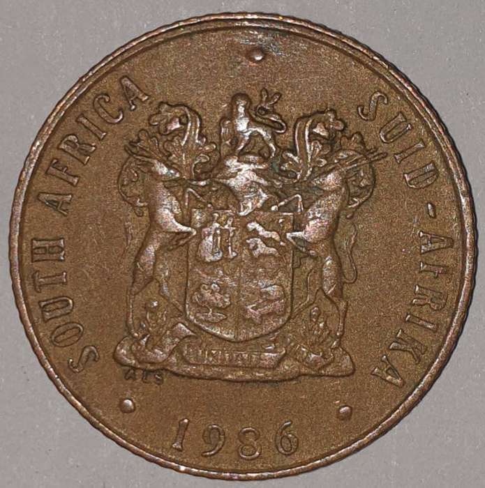 1986 - 2 CENT COIN (TWO CENT COIN) - RSA - BRONZE - KM#83 - BILINGUAL LEGEND - WILDEBEEST